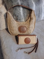 River Island Scooped Raffia Shoulder Bag And Matching Purse Brand New!