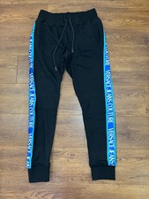 Versace Mens Black Print Logo Tape Jogging Bottoms Size XL