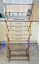 Vintage Wooden Clothes Maiden Folding Concertina Clothes Airer Drier 1970s