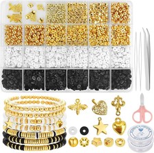 3060Pcs White Black Clay Beads Bracelet Making Kit, Polymer Heishi Beads for Jew