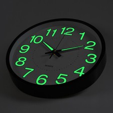 12" Luminous Wall Clock Silent Quartz Home Clock Illuminated Night Light Digital