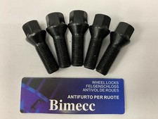 5 X M14X1.25 BLACK 60° ALLOY WHEEL BOLTS 27mm THREAD FITS BMW F07 F10 F11