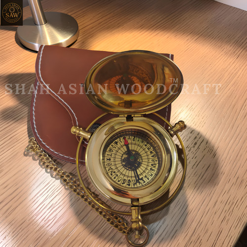 Vintage gold brass compass - vintage,