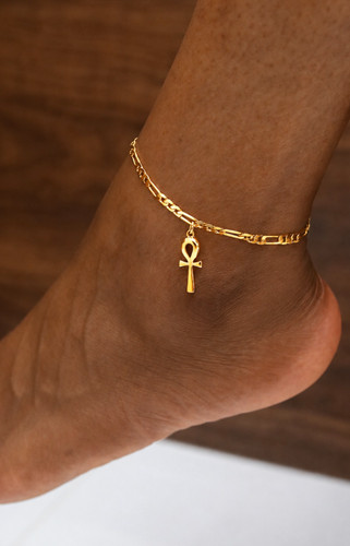 Ankh anklet gold 18k - ankh,