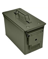 2 x .50 Cal New Metal Ammo Box Military Storage Container  Olive Green Clasp