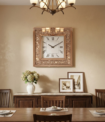 Rose gold wall - clock, sparkle