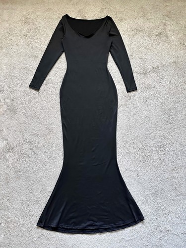 Black fishtail hem maxi - hem, dress