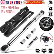 1/2" 1/4" 3/8" Ratchet Torque Wrench 5 - 210Nm Square Drive Socket Set in Case
