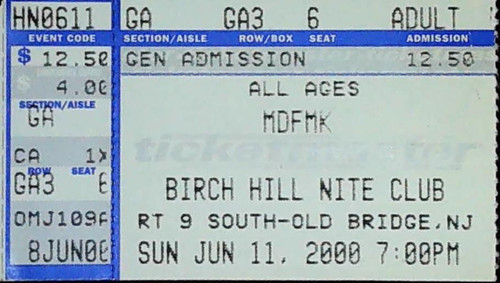 Mdfmk concert ticket stub - concert,