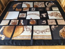 RARE CARTIER PARIS VINTAGE SILK SCARF.  BEJEWELLED PANTHERS!  VGC.  34” x 34” /