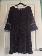 Unique Unworn 1960's Style Retro Purple Handmade Lace Sleeved Large Dress