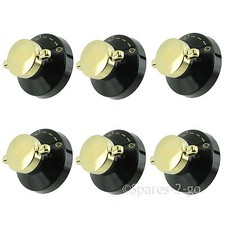 STOVES Oven Knob Gas Cooker Hob Grill Flame Control Switch Dial Black Gold x 6