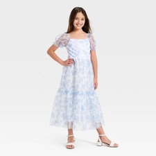 Girls' Puff Sleeve Floral Maxi