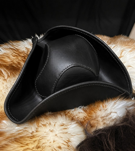 Leather pirate tricorn hat - leather,