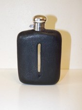 Vintage Silver Plated Leather Bound Glass Hip Flask