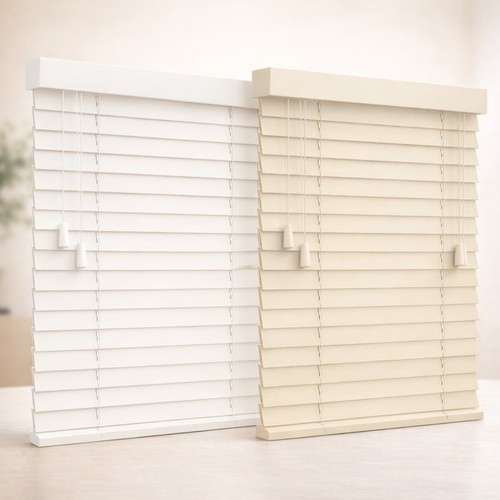 White wooden venetian blinds - wooden,