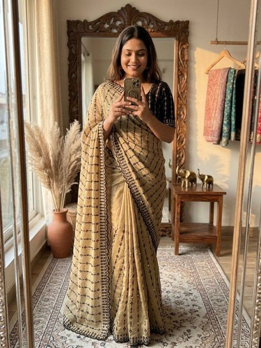 Mirror embroidery georgette - mirror,