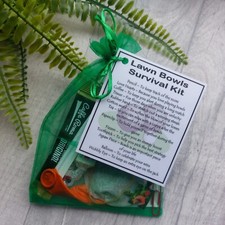 Lawn Bowls Survival Kit. Novelty Bowling gift for Birthday or Christmas