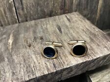 Vintage Krementz Plated Black Onyx Cufflinks Art Deco