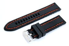 22mm Rubber Watch Strap Divers Band Silicone with Orange Stitching