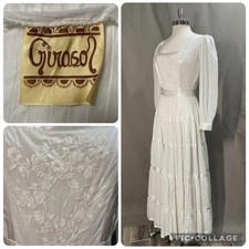 1970’s Girasol Gonzalo Bauer White Pintuck Boho Mexican Dress Size 8 