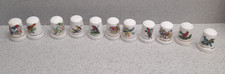 12 x Bone China Thimbles birds