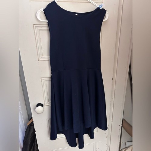 Navy boat neck sleeveless high - sleeveless,