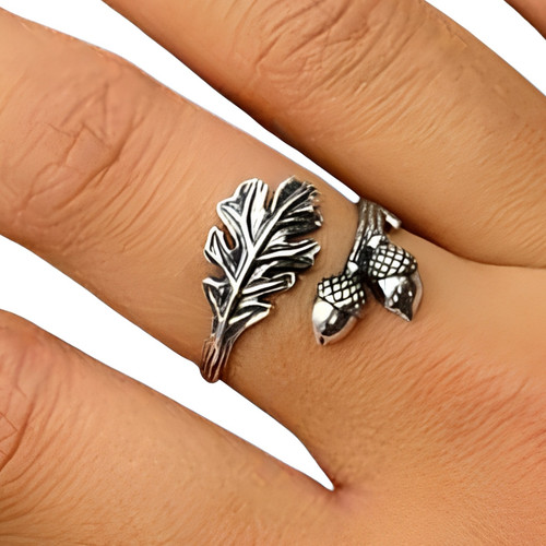 Oak leaf acorn ring - leaf,