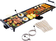 COSTWAY Electric Teppanyaki Table Grill, BBQ Griddle | Non-Stick Barbecue Hot Pl