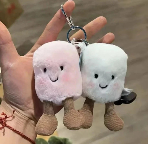 Pink white marshmallow plush - pink,