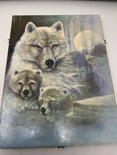 Vintage Ruane Manning Mother Wolf with Pups Framed Art Print on Canvas
