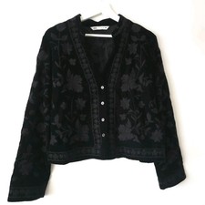 Zara Black Embroidered Velvet