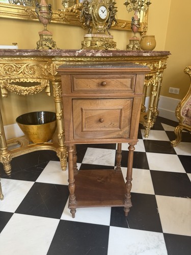 French marble bedside table - french,