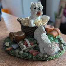 Regency Fine Arts West Highland Terrier Westie Dog Pair Garden scene 