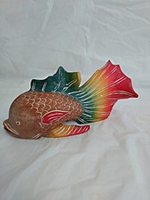 Vintage Hand Carved Wooden Colourful Betta Rainbow Fish