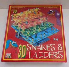 Rare Giant 3D Snakes And Ladders Tiered Board Game 2-6 Players. Used