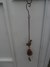 Vintage Hanging Cast Iron Bell Design -Bird Wind chime- Garden Ornament