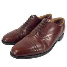 Barker Brown Leather Oxford Shoes UK 9 Mens Semi Brogue Cap Toe Made in England