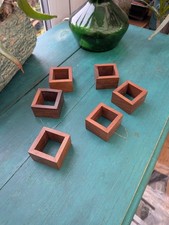 Wooden teak 4x3cm  Square cube Napkin Rings  Set of 6 121g