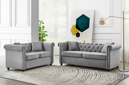 Velvet chesterfield sofa - velvet,