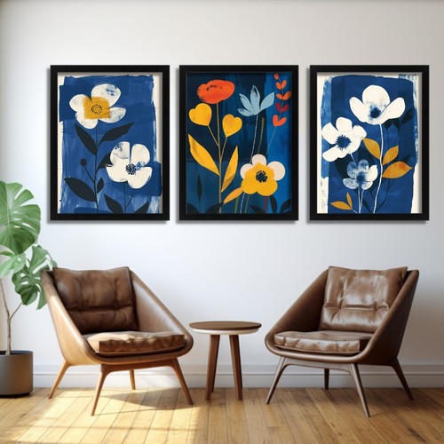 Modern floral trio art - modern, prints