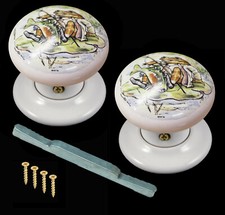 White Porcelain Mortice Door Knob Set Frog Design (pair) 60mm