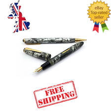 VINTAGE ONOTO NO 60 FOUNTAIN PEN SET IN GRAY SMOKE 14K GOLD MEDIUM NIB AUSTRALIA