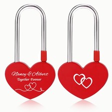 Personalised Engraved Padlock Red Heart Love Lock Wedding Anniversary Birthday