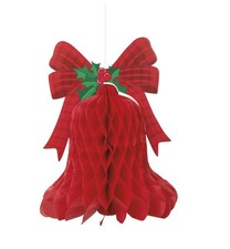 Large Red Bell Christmas Honeycomb Hanging Decoration 15" Party Celebration