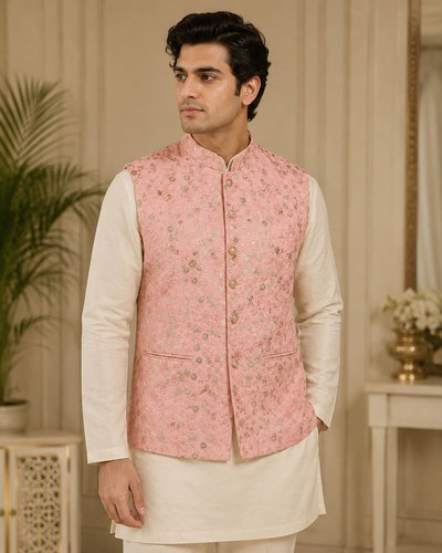 Men pink embroidered sequin - pink,