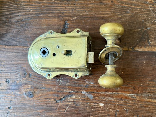 Antique brass rim lock with