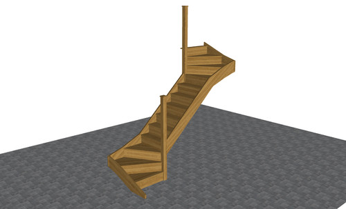 Oak staircase s shape - staircase, 's'