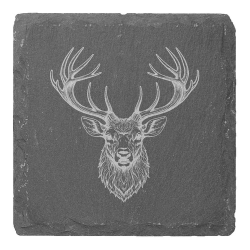 Stag head slate coasters - 4, 'stag