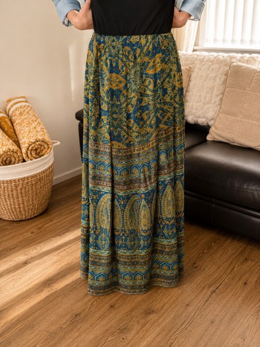 Silk boho paisley maxi - silk,